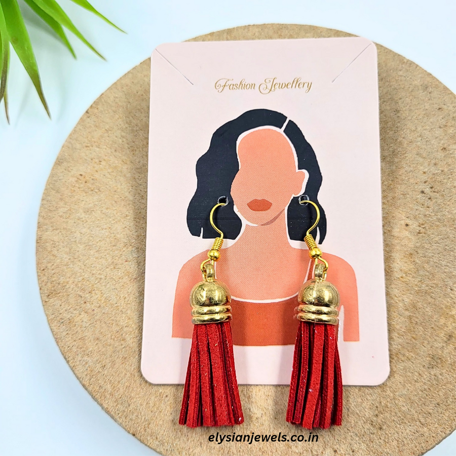 Red Suede Tassel Earring