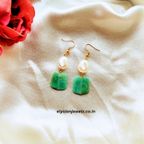 Square Beads With Pearl Beads Earring