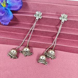 Stylish Long Jhumki Traditional Silver Oxidised Jhumka