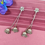 Stylish Long Jhumki Traditional Silver Oxidised Jhumka
