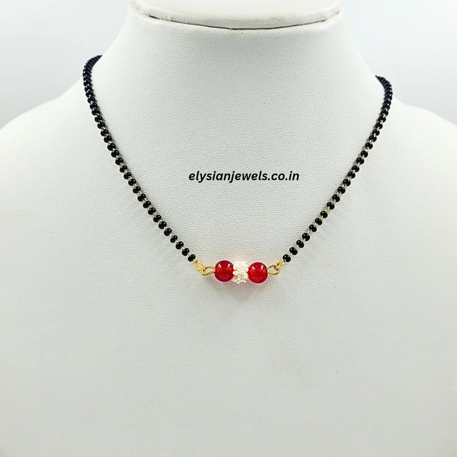 Red Bead With Seed Beads Mangalsutra