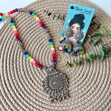 8mm Multicolour Beads, CCB Beads With Oxidized Pendant Necklace