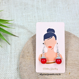 Beads With Oxidized Cap Earring