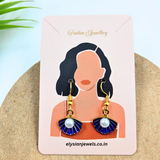 Pearl And Blue Oyster Charms Earring