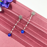Oxidized Studs With Beads Long Earrings