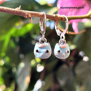 Sky Blue Cat Face Charm Earring
