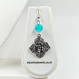 Multicolor Beads & Silver Beads With Rose Charm Oxidized Necklace