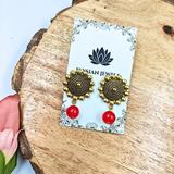 Red Beads With Antique Pendant Necklace