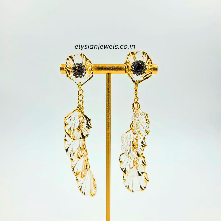 Transparent Acrylic Shell Beads With AD Kundan Earring