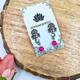 Rani Pink Binuni Tar And Rani Pink Beads With Ganpati Pendant Necklace