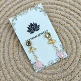 Baby Pink Damru Beads With Baby Pink Lotus Kundan Necklace