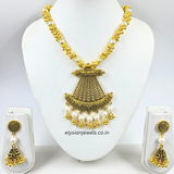 Pearl, CCB Golden Beads With Antique Pendant Necklace
