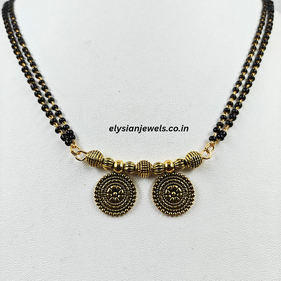 Flower Shape Charm With Antique Beads Marathi mangalsutra