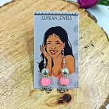 Baby Pink Colour 10mm Beads With Oxidized Pendant Necklace