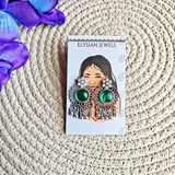 A D Stone Oxidized Earrings