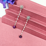 Oxidized Studs With Beads Long Earrings