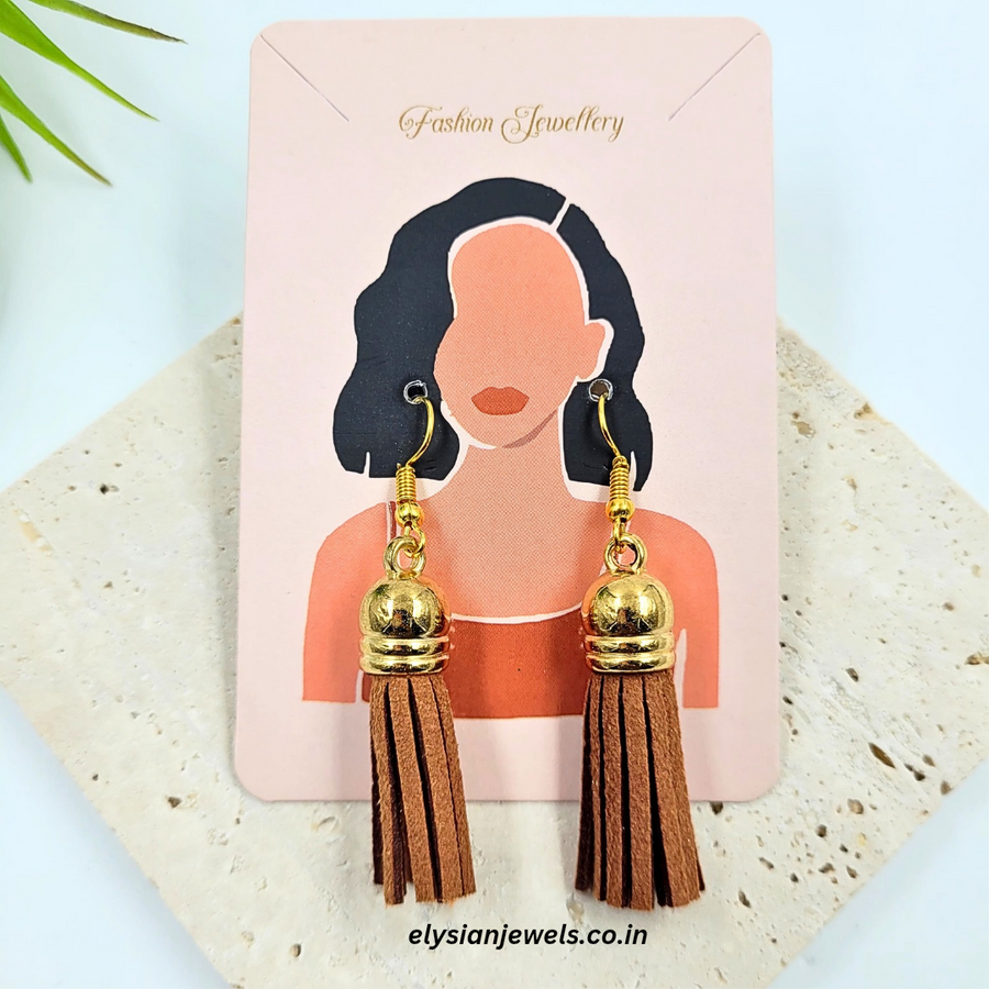 Brown Suede Tassel Earring