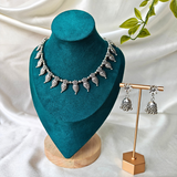 Silver Colour Beads With 18 Mango Shape Silver Charms Oxidized Necklace