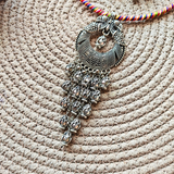 Colourful Hasli With Peacock Design Oxidized Pendant Necklace
