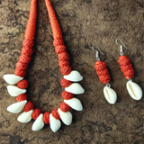 Cowrie With Cotton Beads Necklace