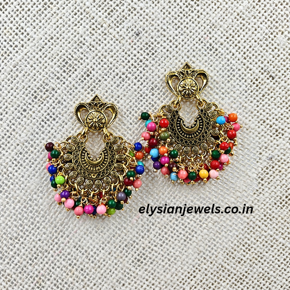 Multicolor Beads With Graceful Stud Antique Earring