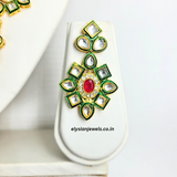 Rani Pink Stone With Green Kundan Necklace