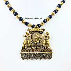 Black Beads with Doli Antique Pendant Necklace