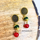 Green, Red Beads With Antique Pendant Necklace