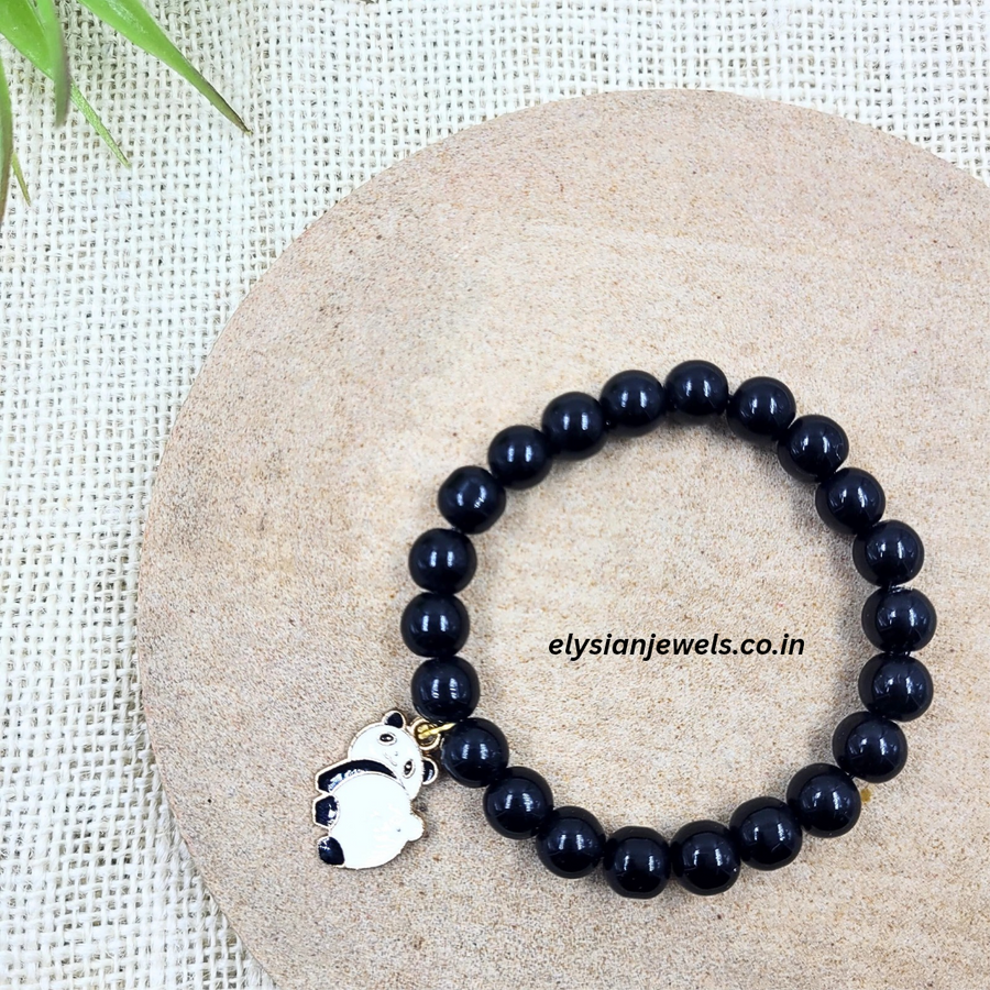 Panda Charm With Black Jelly Beads Bracelet