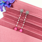 Oxidized Studs With Beads Long Earrings