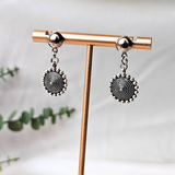 Silver Beads With 11 Silver Flower Charms Oxidized Necklace