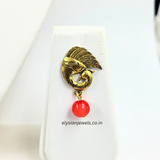 Red And Antique Beads With Antique Round Pendant Necklace