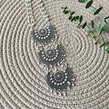 3 layer Ganthan Mala With 3 Oxidized Pendant Necklace