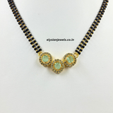Three Pastel Green American Diamond Kundan Mangalsutra