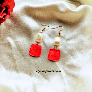 Square Beads With Pearl Beads Earring