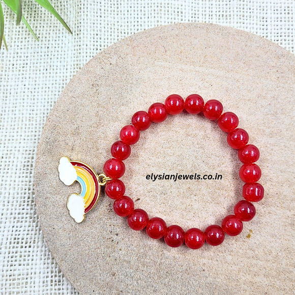 Rainbow Charm With Red Jelly Beads Bracelet