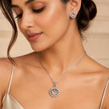A D Stone Silver Pendant With Silver Chain set