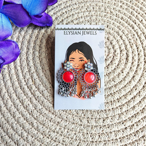 A D Stone Oxidized Earrings