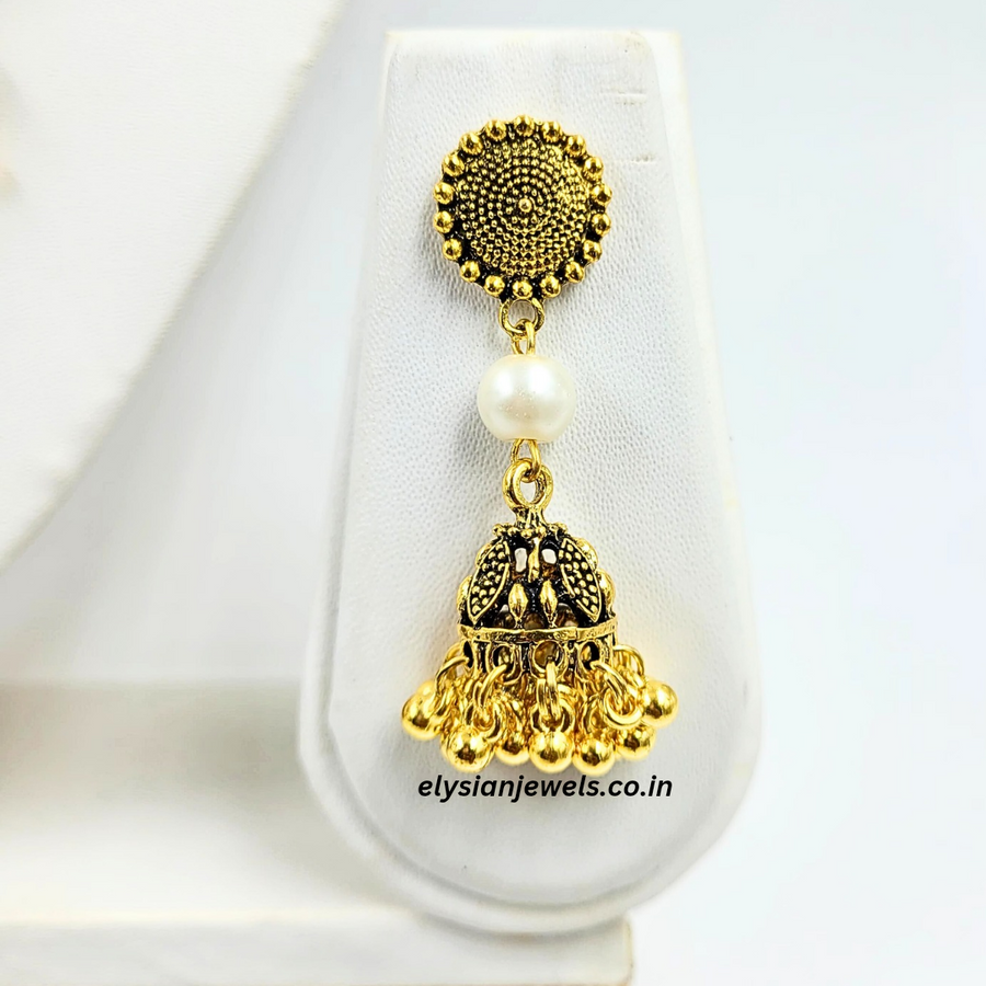 Pearl, CCB Golden Beads With Antique Pendant Necklace